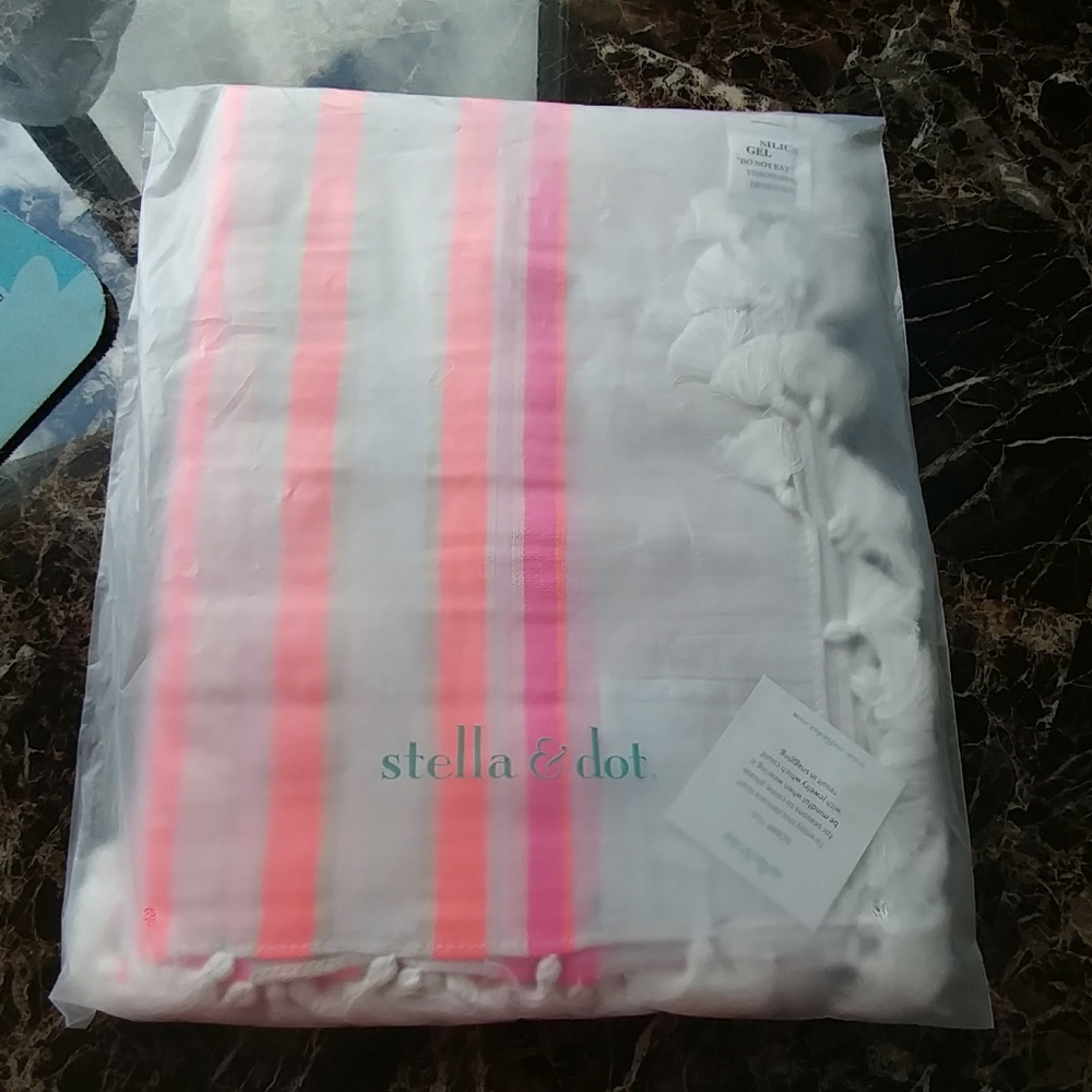 Stella & Dot Capri Wrap Scarf / Coral Stripe